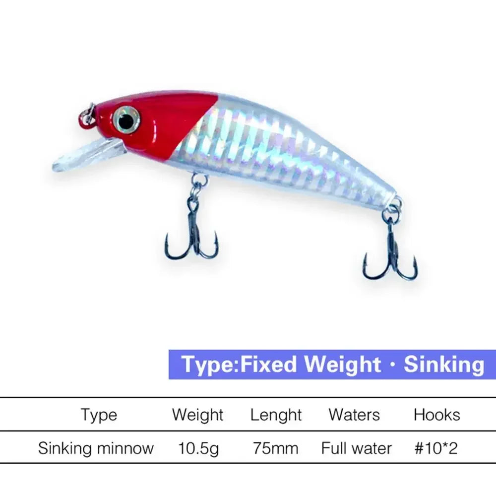 Minnow Fishing Lure Winter Sinking for Fishing Tackle Wobbler Artificial Bait Goods Pike Pesca Trout Lure Spinning Carp Hooks
