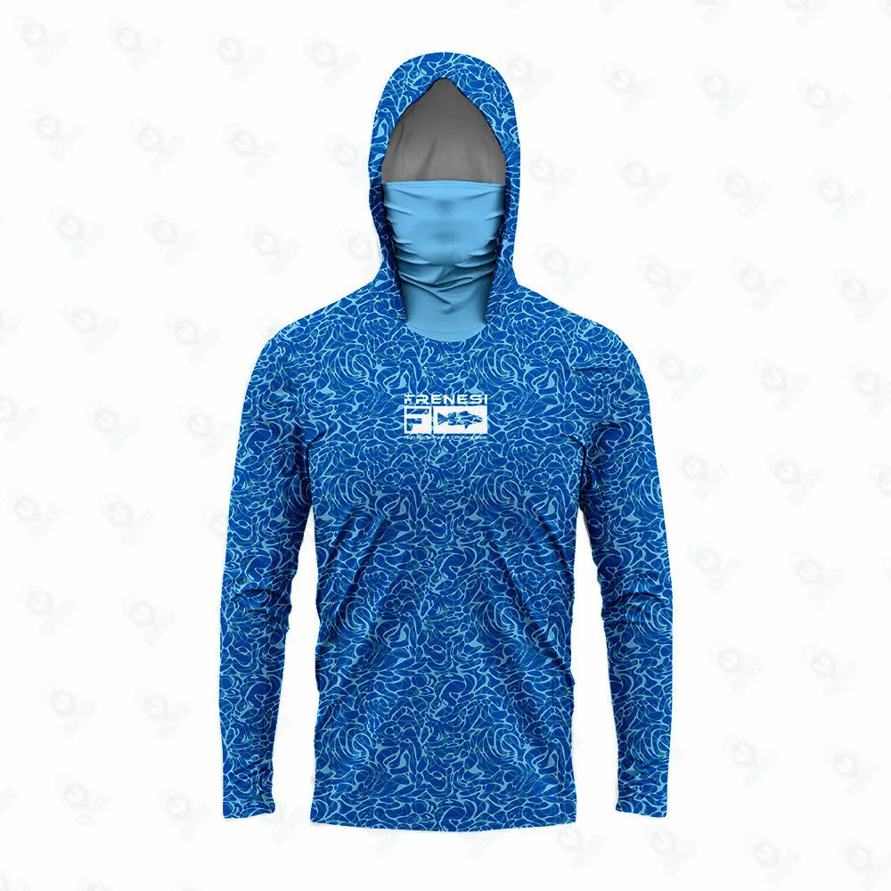 Fishing Shirts Men Sun Protection Hoodie Mask All-in-one Fishing Clothing Ropa Pesca Hunting Camping Angling T-shirt Upf 50+