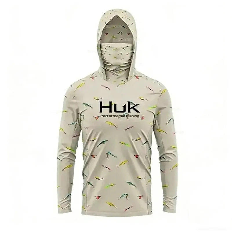 Fishing Shirt Performance Long Sleeve Fishing Hooded Shirt Men With Face Mask Summer Outdoor Sun Protection Fishing Clothes