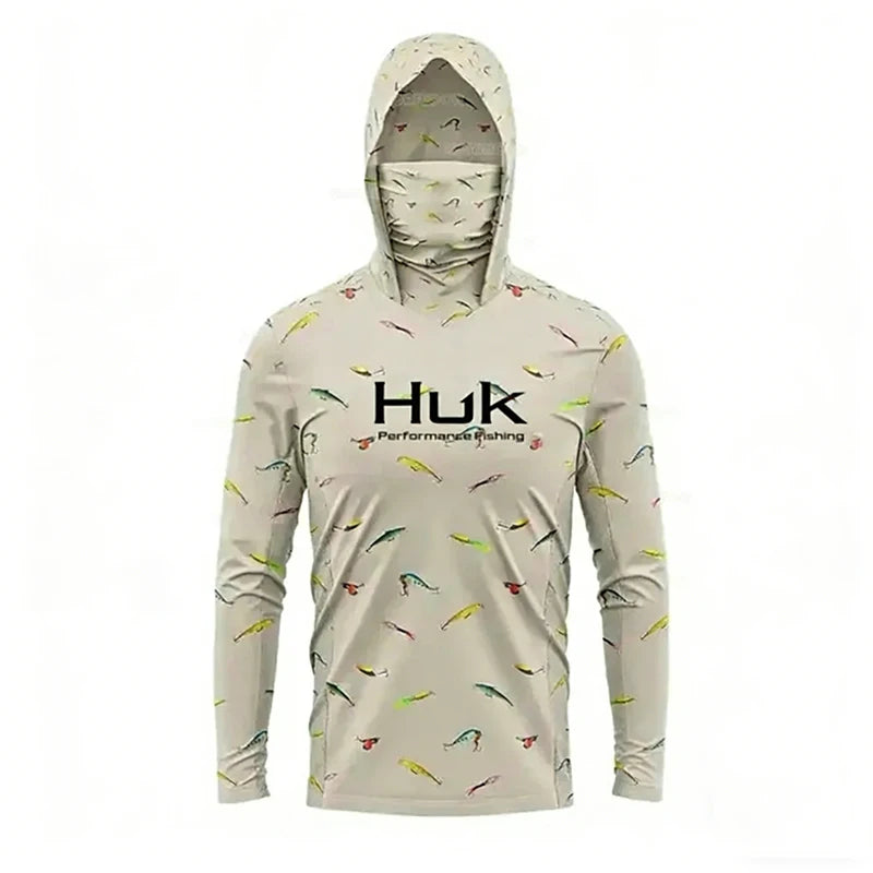 Fishing Shirt Performance Long Sleeve Fishing Hooded Shirt Men With Face Mask Summer Outdoor Sun Protection Fishing Clothes