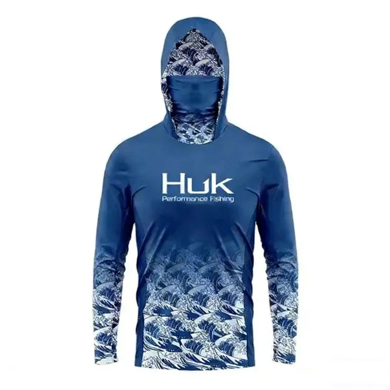 Fishing Shirt Performance Long Sleeve Fishing Hooded Shirt Men With Face Mask Summer Outdoor Sun Protection Fishing Clothes