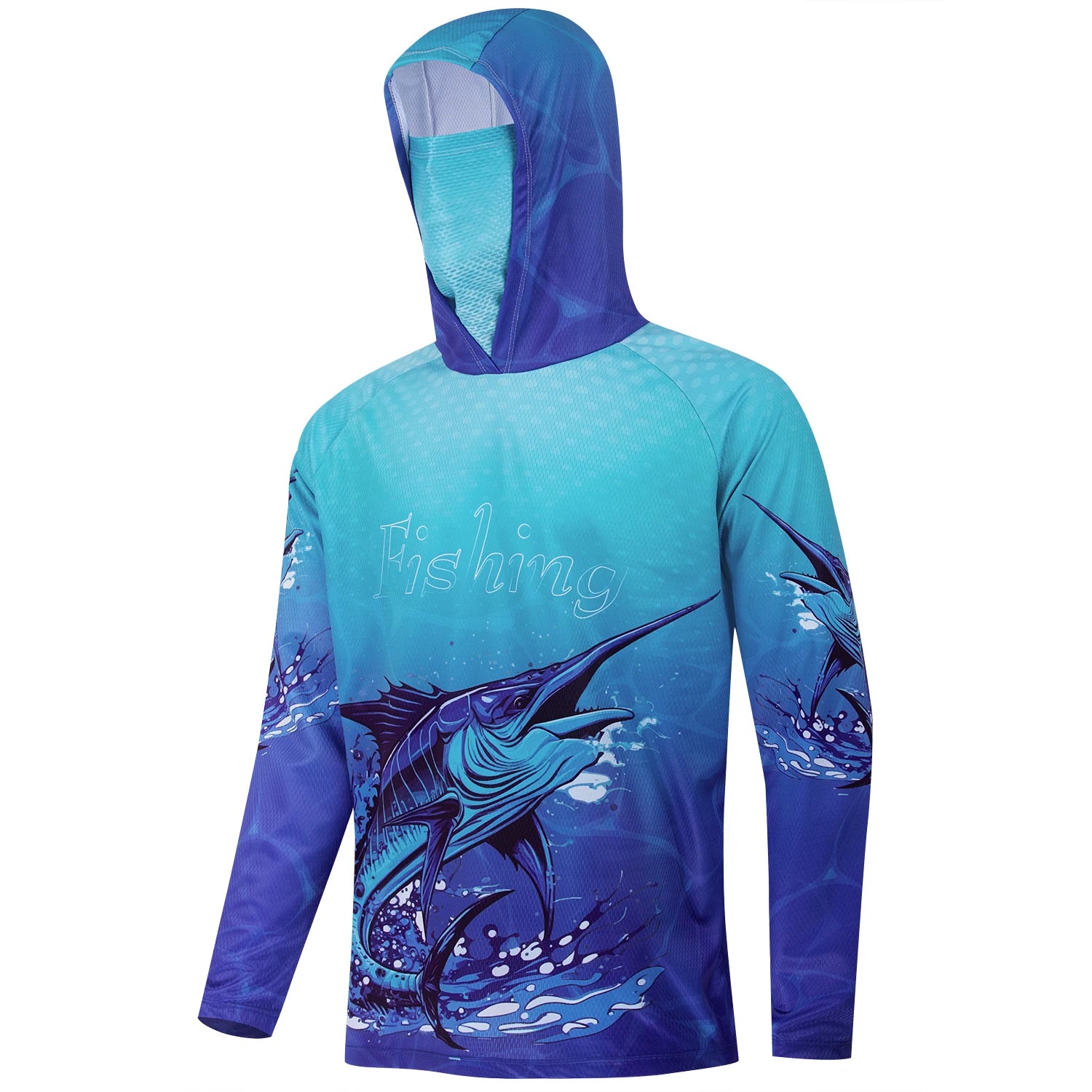 Fishing Shirt Hooded Men Fishing Clothes Outdoor Summer Mask Hoodie Sun Uv Protection Performance Jersey