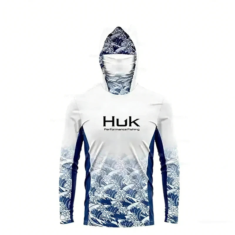 Fishing Shirt Performance Long Sleeve Fishing Hooded Shirt Men With Face Mask Summer Outdoor Sun Protection Fishing Clothes
