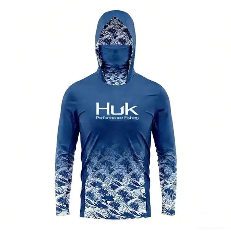Fishing Shirt Performance Long Sleeve Fishing Hooded Shirt Men With Face Mask Summer Outdoor Sun Protection Fishing Clothes