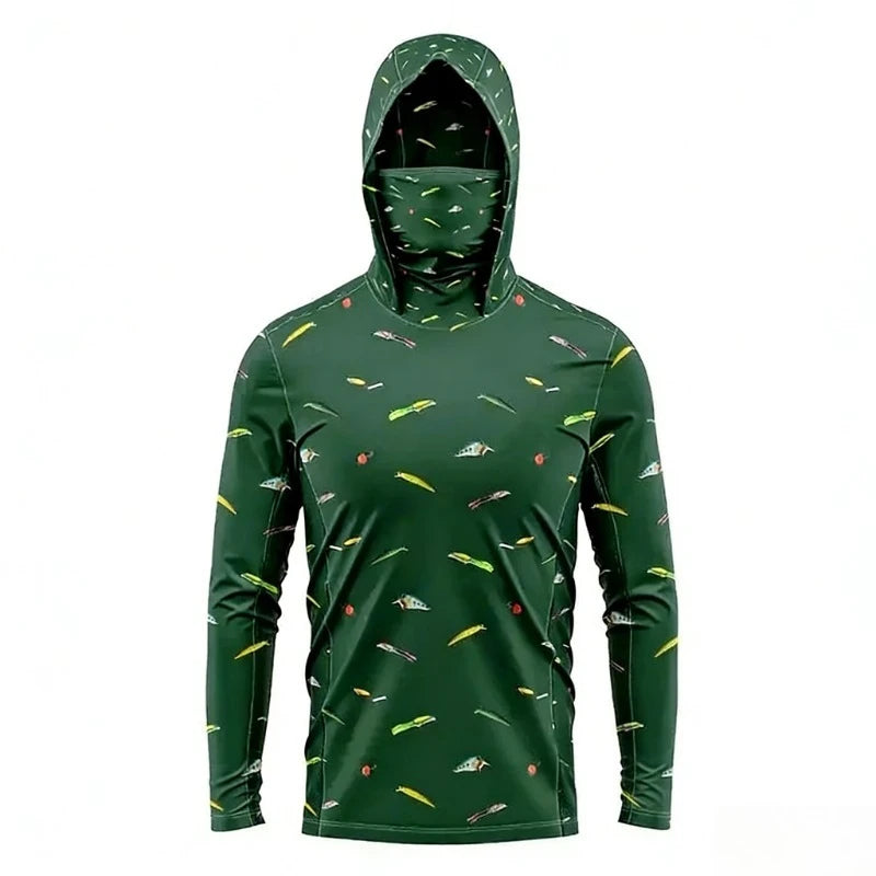 Fishing Shirt Performance Long Sleeve Fishing Hooded Shirt Men With Face Mask Summer Outdoor Sun Protection Fishing Clothes