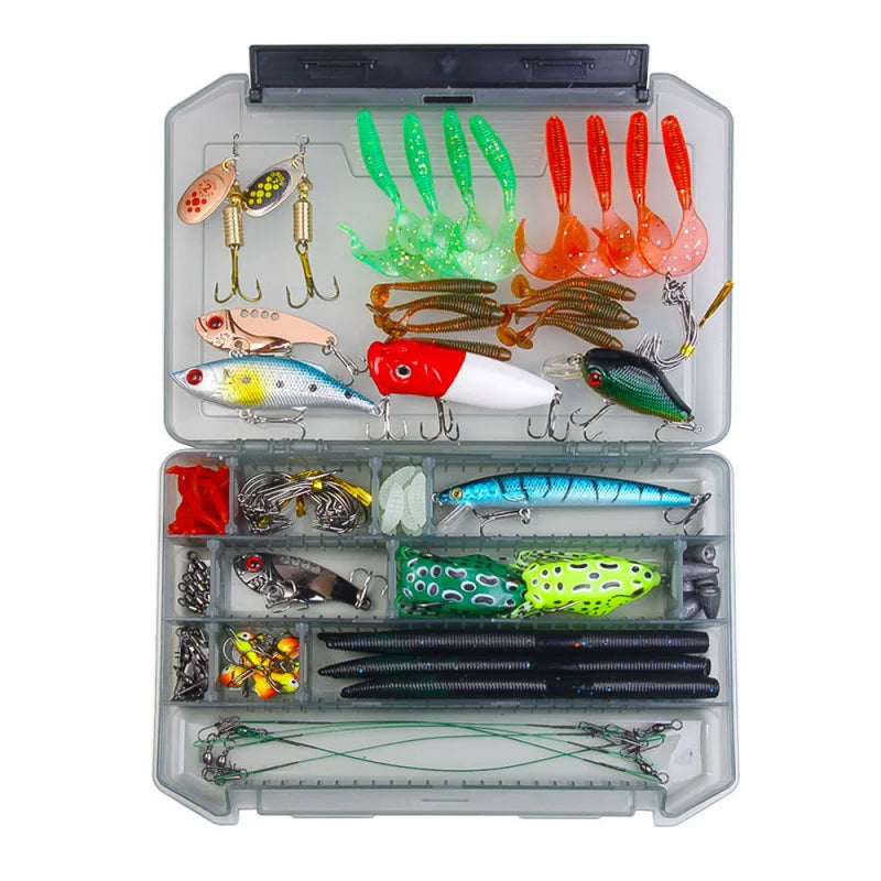 142pcs Fishing Gear Set Complete Combination - Fishhook Line Float Accessories Tools Equipment for Angling