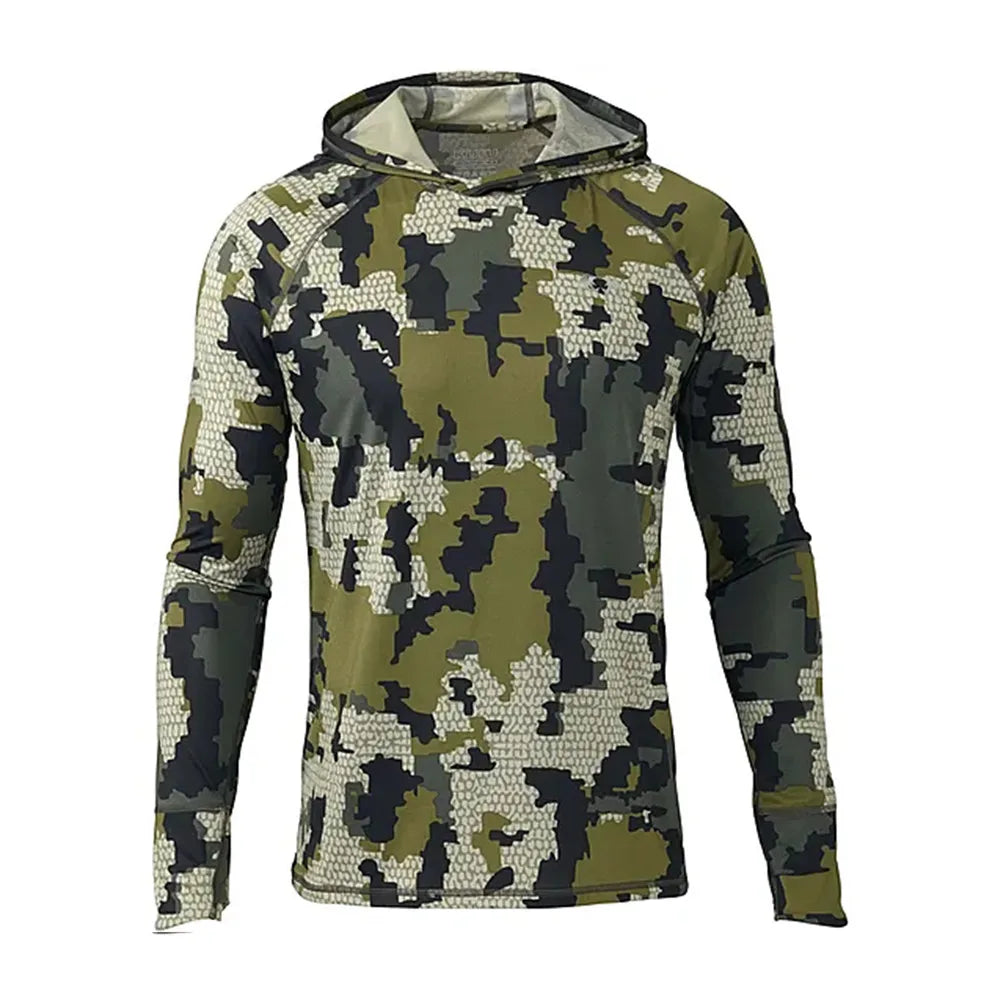 Fishing Shirts Men Sun Protection Hoodie Mask All-in-one Fishing Clothing Ropa Pesca Hunting Camping Angling T-shirt Upf 50+