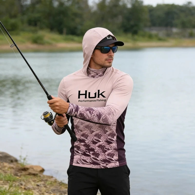 Fishing Shirt Performance Long Sleeve Fishing Hooded Shirt Men With Face Mask Summer Outdoor Sun Protection Fishing Clothes